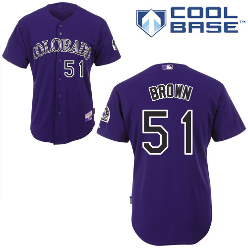 Brooks Brown #51 Youth Baseball Jersey-Colorado Rockies Authentic Alternate 1 Cool Base MLB Jersey